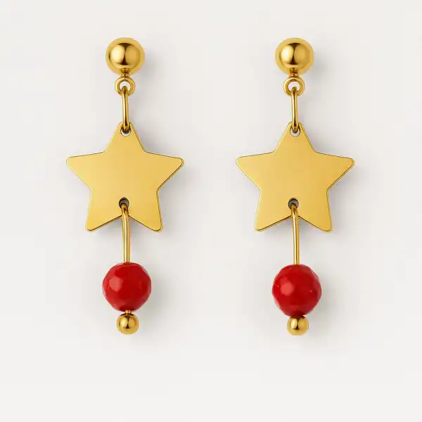 Pendientes Estrellas Granate