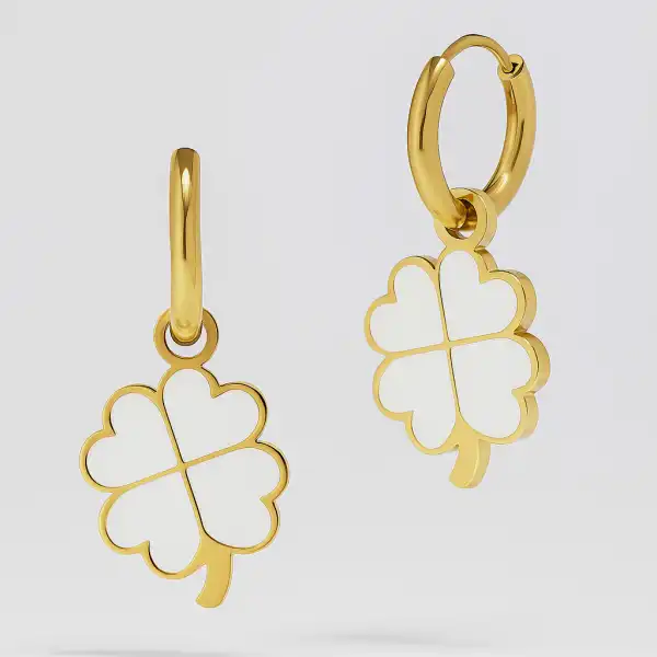 Pendientes Trébol Blanco